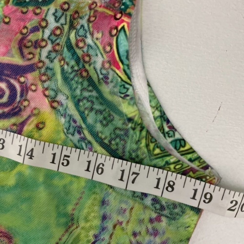 Shoreline Psychedelic Colorful Hi Low Sleeveless Tank Top - Picture 8 of 10